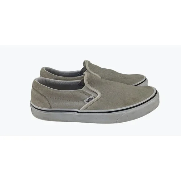 Vans Mens Suede Slip-On Sneakers Size Womens 9, Mens 7.5 Beige - Picture 2 of 7
